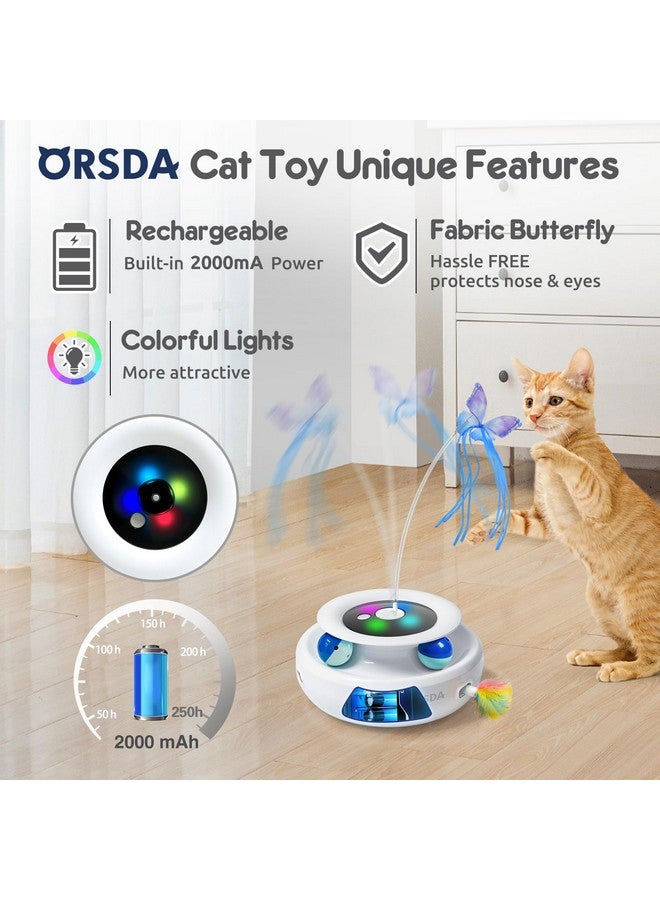 ORSDA Cat Toy, 3-in-1 Automatic Interactive Electronic Moving Ambush Feather, Fluttering Butterfly, Track Balls, USB Rechargeable Powered Smart Indoor Exercise Kicker - Image 3