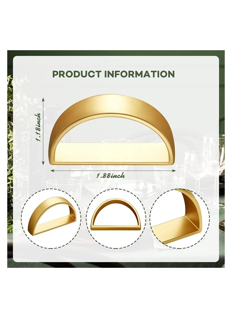 Generic - 10Pcs Gold Stainless Steel Napkin Rings, Modern Semicircle Design Holders for Table Settings, Kitchen, Dinner Parties, and Weddings - Image 1