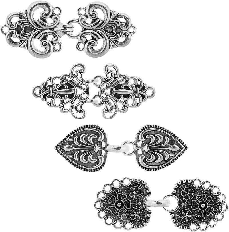 klarako 4 Pieces Vintage Sweater Swirl Clip Cape Cloak Clips Retro Cardigan Clip Gold Silver Collar Clips Flower Dress Shirt Brooch Clip for Women Girls Favors - Image 1