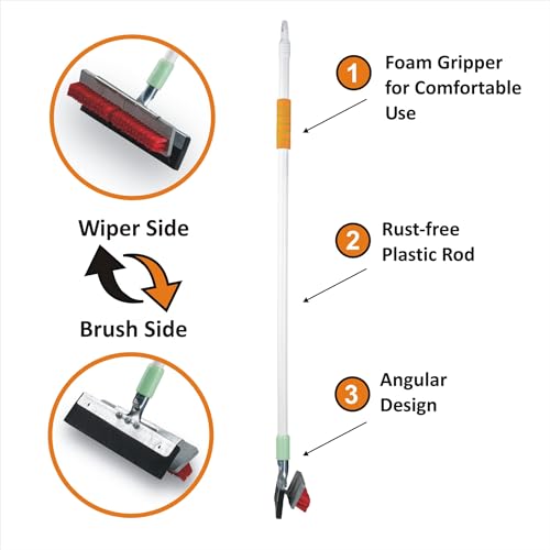 VIMAL ECO-300 (2 in 1) Floor Cleaning Long Handle Scrubber Brush with Wiper | High-Performance & Durable Scrubbing Tool | Home/Bathroom/Balcony/Porch/Terrace/Pathway/Concrete/Tile Cleaner - Image 2