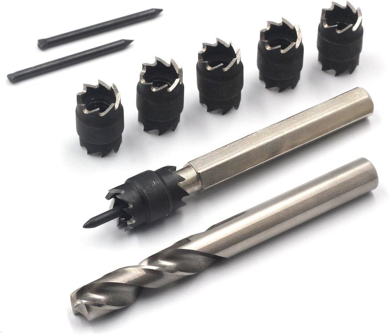 Handook Spot Weld Cutter, Sheet Metal Hole Cutter, Punch Remover Panel Separator for Power Drill Welding Auto Body Work Tool, 3/8 Inch Drill Bit Tool (9-Pack) - Image 2