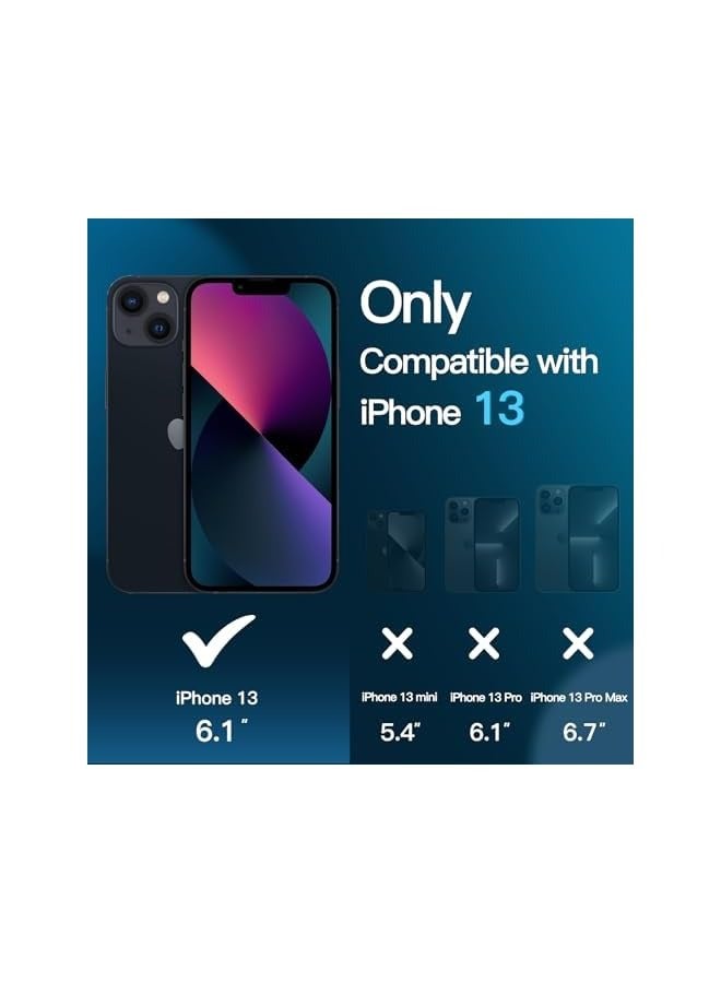 جي تيك جراب غير لامع 3 في 1 لهاتف iPhone 13 مقاس 6.1 بوصة مع واقي شاشة من الزجاج المقوى مكون من قطعتين، وغطاء هاتف شفاف مقاوم للصدمات (أسود) - Image 2