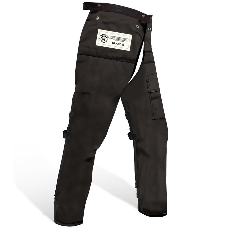 FORESTER Chainsaw Chaps for Men Women Apron Style Mens Chain Saw Chaps with Pocket Adjustable Waist Chainsaw Safety Equipment Black 37