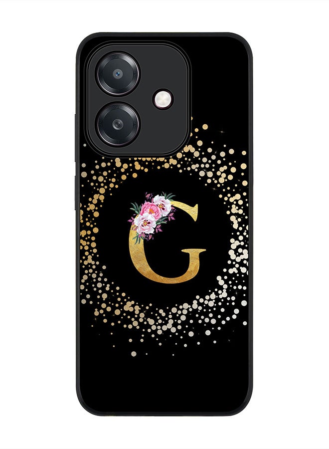 Stylizedd For Oppo A5i Case,Slim fit Camera Protection, Shockproof Thin Phone cover  - Custom Monogram Floral - G ( Black )