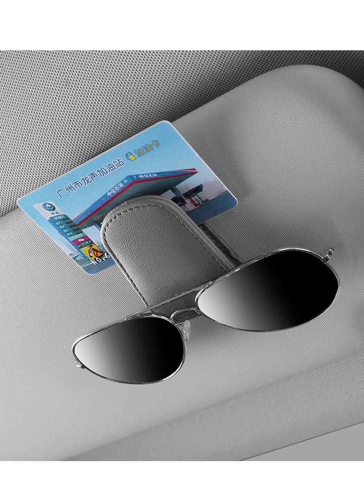 Generic Sunglasses Holders for Car Sun Visor, Magnetic Leather Glasses Eyeglass Hanger Clip for Car, Ticket Card Clip Eyeglasses Mount, Car Visor Accessories(Black) - Image 1