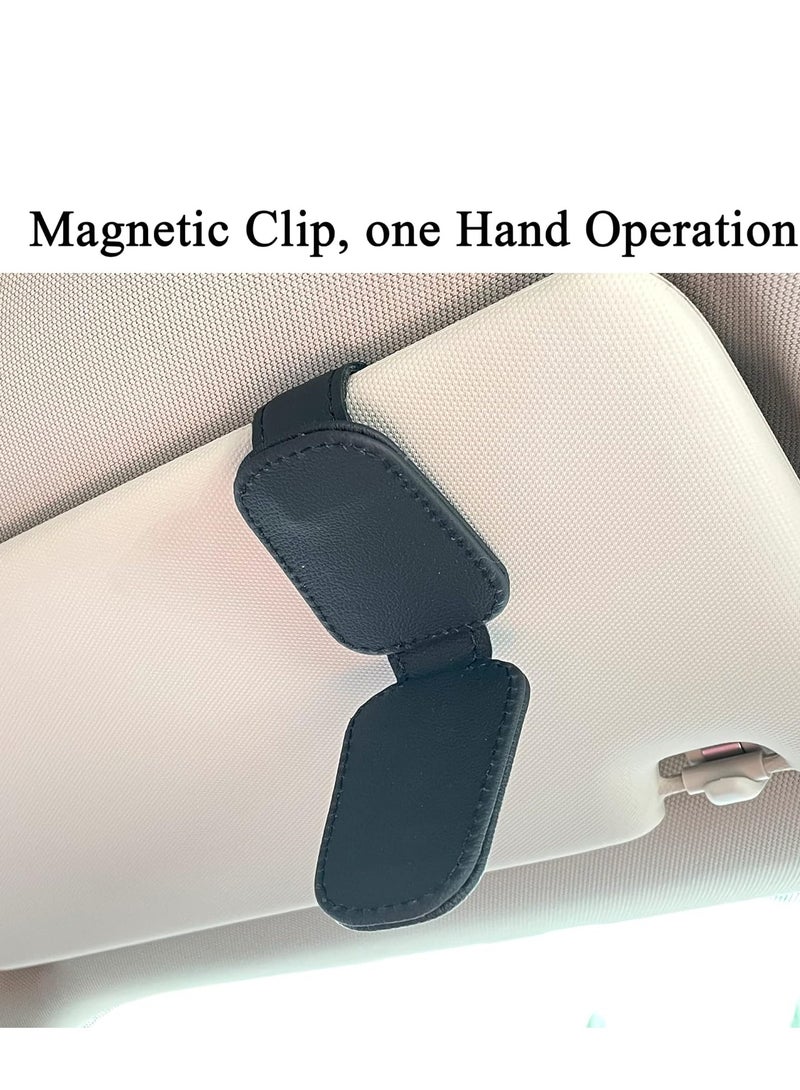 Generic Sunglasses Holders for Car Sun Visor, Magnetic Leather Glasses Eyeglass Hanger Clip for Car, Ticket Card Clip Eyeglasses Mount, Car Visor Accessories(Black) - Image 5