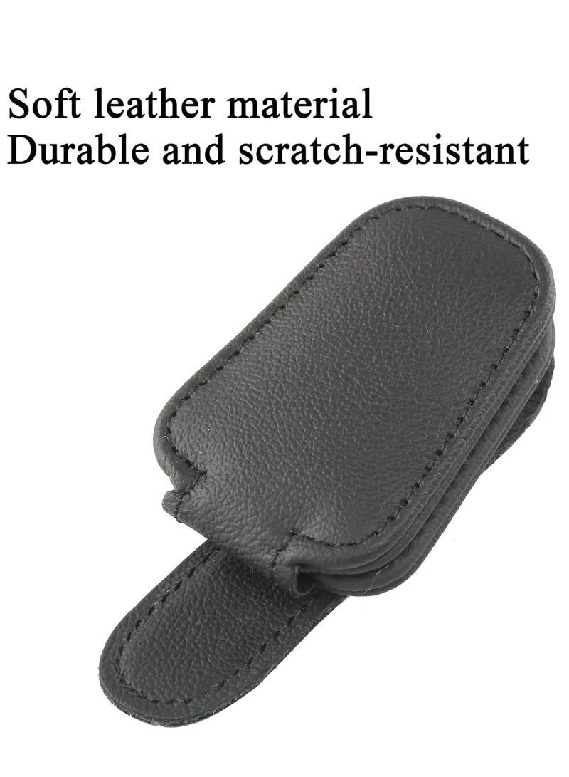 Generic Sunglasses Holders for Car Sun Visor, Magnetic Leather Glasses Eyeglass Hanger Clip for Car, Ticket Card Clip Eyeglasses Mount, Car Visor Accessories(Black) - Image 2