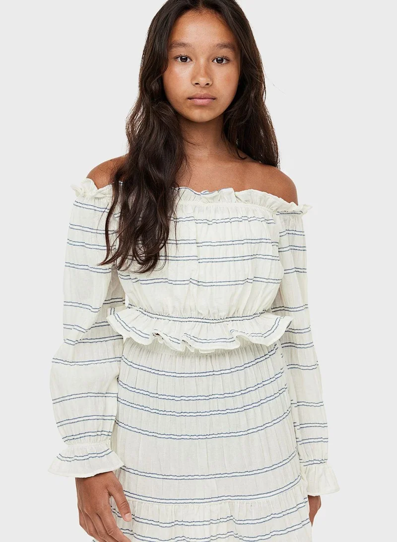H&M Youth Stripe Off-Shoulder Top