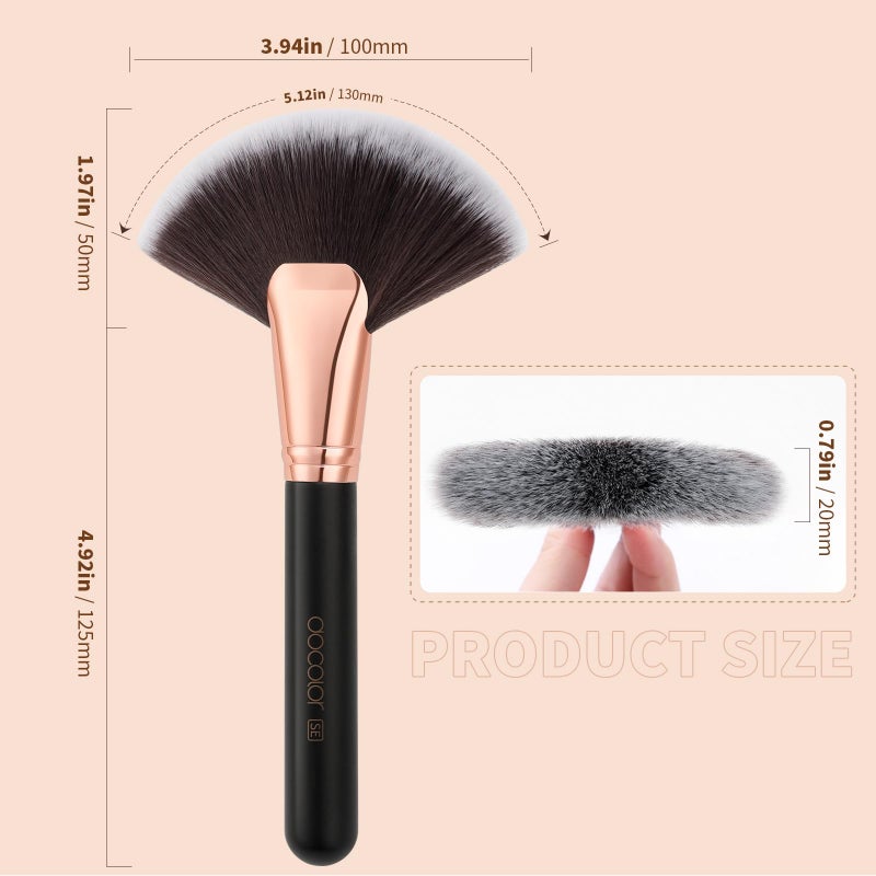 Docolor Fan Brush Finishing Powder Brush Multi-use Brush For Face and body Professional Highlighting Blush powder Bronzer Cheekbones Make Up Brushes Perfect For Spray Tan Powder Synthetic Hair Soft - Image 5