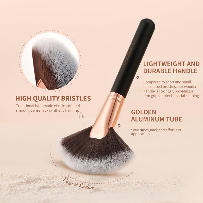 Docolor Fan Brush Finishing Powder Brush Multi-use Brush For Face and body Professional Highlighting Blush powder Bronzer Cheekbones Make Up Brushes Perfect For Spray Tan Powder Synthetic Hair Soft - Image 3