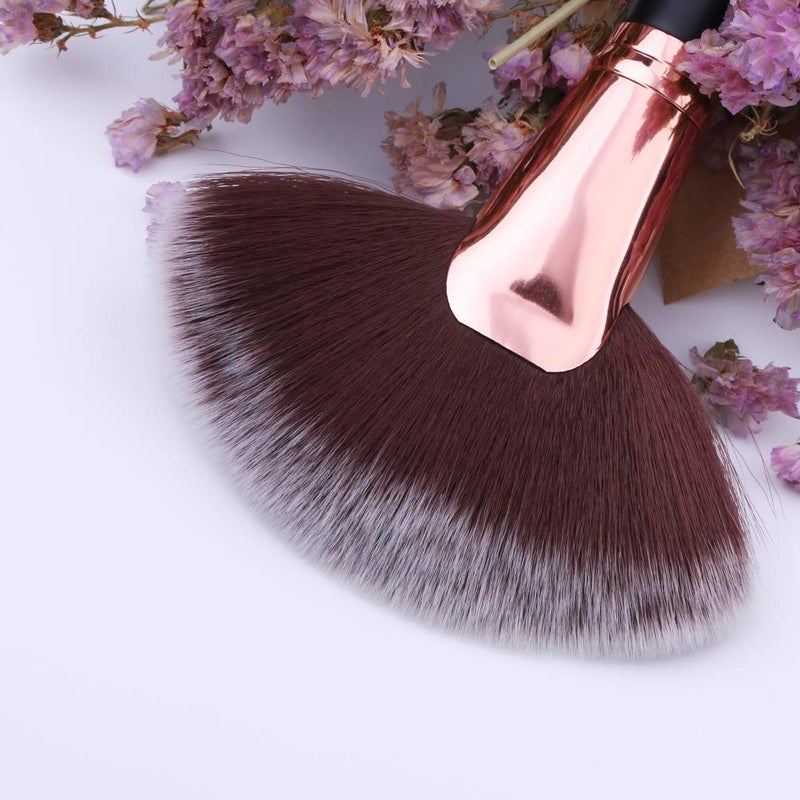 Docolor Fan Brush Finishing Powder Brush Multi-use Brush For Face and body Professional Highlighting Blush powder Bronzer Cheekbones Make Up Brushes Perfect For Spray Tan Powder Synthetic Hair Soft - Image 4