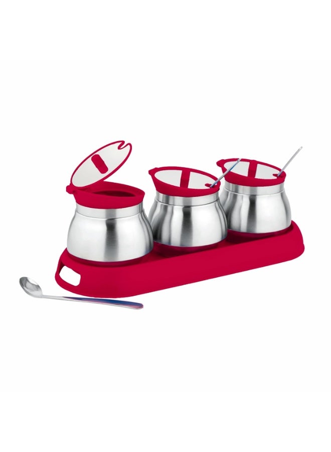 Prabha Pickle Container Set - steel Body, Plastic Cover Cap (3Pcs) | Best for Home & KitchenPrabha Pickle Container Set - steel Body, Plastic Cover Cap (3Pcs) | Best for Home & Kitchen - Image 1