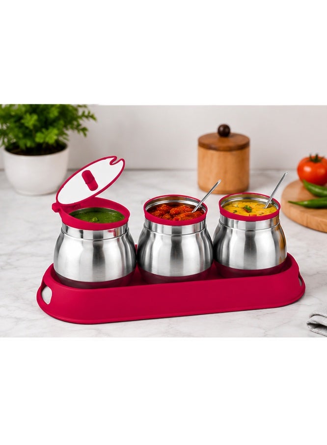Prabha Pickle Container Set - steel Body, Plastic Cover Cap (3Pcs) | Best for Home & KitchenPrabha Pickle Container Set - steel Body, Plastic Cover Cap (3Pcs) | Best for Home & Kitchen - Image 2