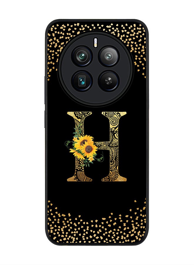 Stylizedd Rugged Black edge case for Realme 12 Pro / Realme 12 Pro Plus 5G, Custom Monogram Initial Letter Mandala Floral Pattern Alphabet-H (Black)  - Image 1