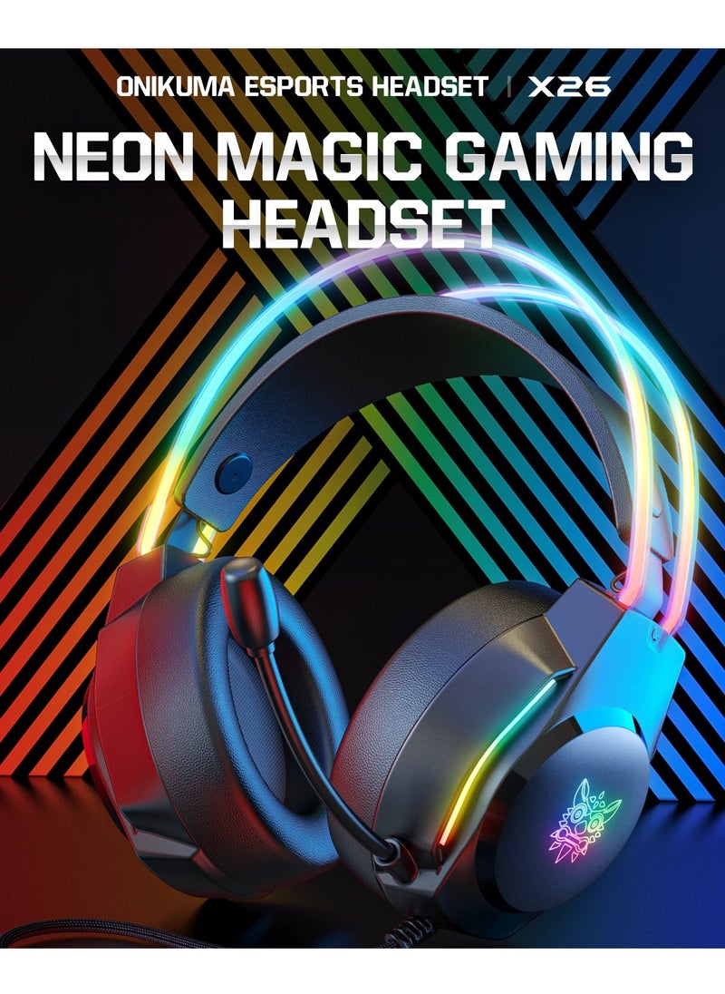 أونيكوما X26 سماعة رأس سلكية للألعاب للكمبيوتر الشخصي / PS4 / PS5 / Mac / الهاتف / Xbox / Switch - Image 3