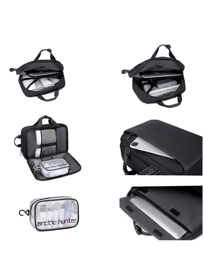 Generic - Arctic Hunter Travel Backpack - Convertible Top-Loader, 17-Inch Expandable Messenger Bag, Water-Repellent, TSA-Friendly, Unisex, Model B00540 Black - Image 1
