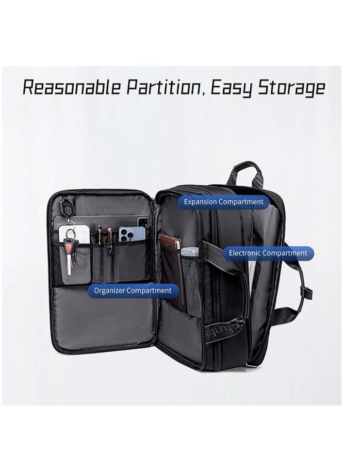 Generic - Arctic Hunter Travel Backpack - Convertible Top-Loader, 17-Inch Expandable Messenger Bag, Water-Repellent, TSA-Friendly, Unisex, Model B00540 Black - Image 1
