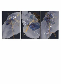 LOWHA Set Of 3 Framed Canvas Wall Arts Stretched Over Wooden Frame, Luxury Shiny Mural Flowers Paintings, For Home, Living Room, Office Decor  - Image 4