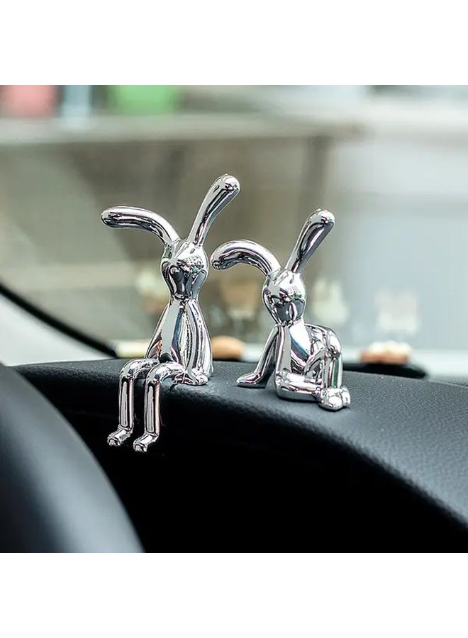 Golden Rabbit Statue Set For Car Dashboard And Home Decor - Image 1