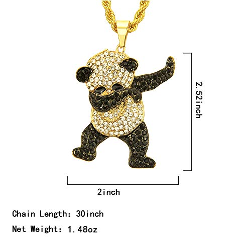 LUREME Unisex Iced Out Full Diamond Panda Pendant Necklace Hip Hop Necklace (nl006240-2) Gold - Image 4