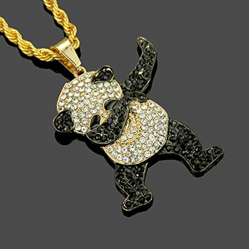 LUREME Unisex Iced Out Full Diamond Panda Pendant Necklace Hip Hop Necklace (nl006240-2) Gold - Image 2