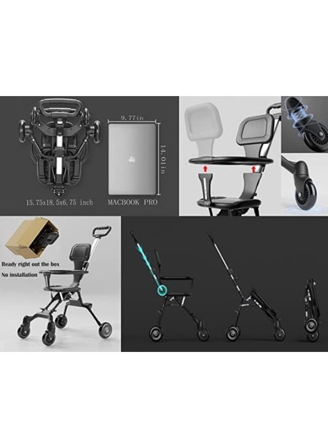 Pocket Stroller for Travel Stroller for Airplane- Portable Compact Airport Stroller - Small Stroller for Toddler Travel - All Terrain Stroller for Toddler Stroller for Upto 65 Lbs., black - Image 2