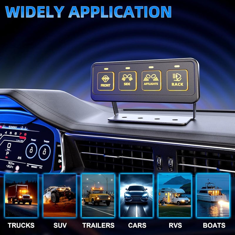 Fly Kan 4 Gang Wireless Switch Panel, Waterproof Offroad Light Switch with 4 Control Modes & Dual Power Supply, 12V-24V Multifunction IC Control Switch Pod for Truck SUV ATV UTV Car etc. - Image 5
