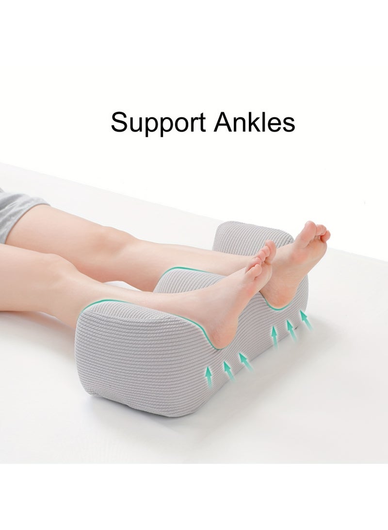 Memory Foam Leg Support Pillow With Removable Cover Soft Polyester Fabric For Ankle And Knee Pain Relief Foot Rest Maternity Bolster And Lumbar Cushion For Sleep Comfort  - Image 3