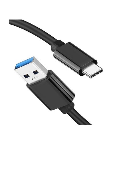 كابل شاحن USB C بطول 3 متر USB A إلى USB C نوع C كابل شحن سريع 3A لشاحن سامسونج وهواوي ونوكيا وموتورولا - كابل USB C فائق التحمل، أسود