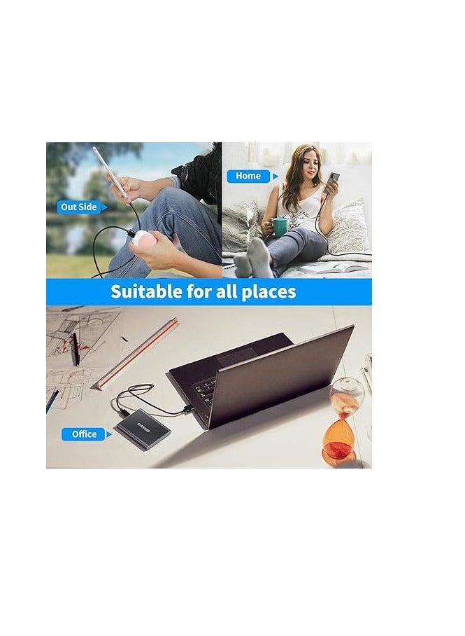 كابل شاحن USB C بطول 3 متر USB A إلى USB C نوع C كابل شحن سريع 3A لشاحن سامسونج وهواوي ونوكيا وموتورولا - كابل USB C فائق التحمل، أسود