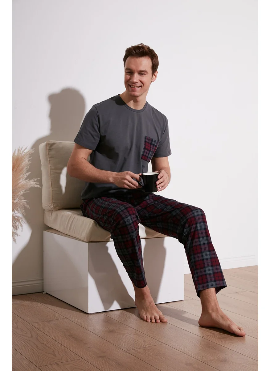 Buratti Plaid Regular Fit Short Sleeve Pajama Set Men's Pajama Set 6572002