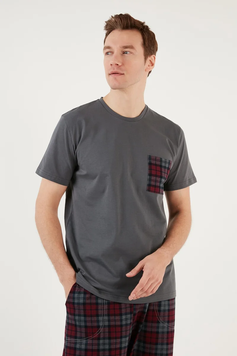 Buratti Plaid Regular Fit Short Sleeve Pajama Set Men's Pajama Set 6572002