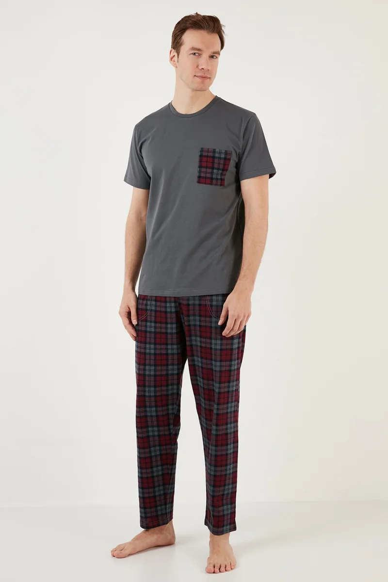 Buratti Plaid Regular Fit Short Sleeve Pajama Set Men's Pajama Set 6572002