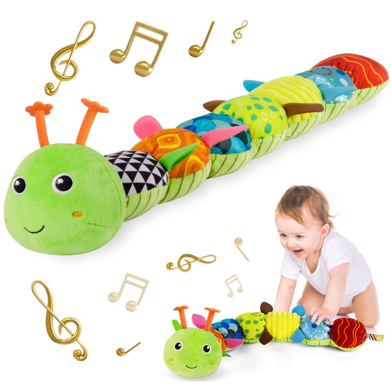 Sumobaby Sumobaby Infant Baby Musical Stuffed Animal Activity Soft Toys with MultiSensory Crinkle Rattle and Textures for Tummy Time Newborn 03612 Months Boys Girls Caterpillar