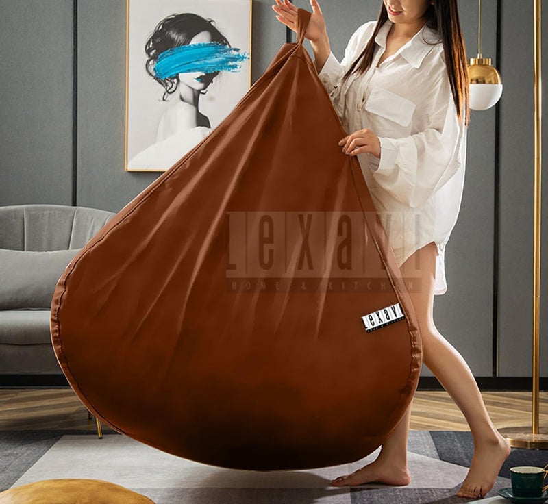 LEXAVI Brand® - Next Level Lifestyle Suits Your Home Decore | 5XL Jumbo Big Size Faux Leather Beanbag with Footrest & Pillow |Capacity: Upto 5Ft Height,90 KG Weight | Color- (XXXXXL - Dark TAN) - Image 3