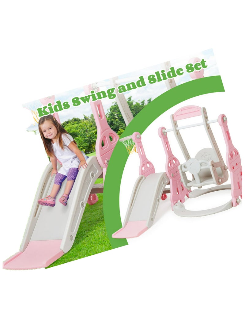 Slide With Swing ,Climbing Ladder And Basketball Hoop 4*1, 138*118*110cm