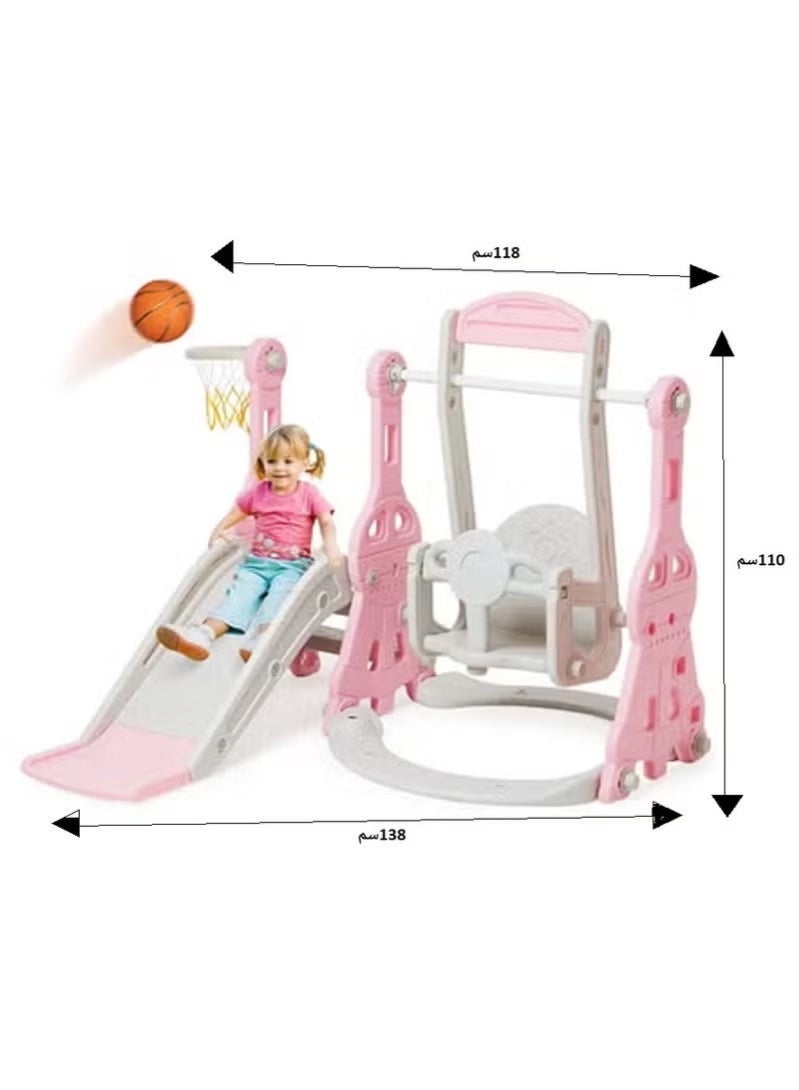 فول جوي مجموعة ملعب داخلي وخارجي للأطفال الصغار، مجموعة زحليقة وأرجوحة 4 في 1 للأطفال، مجموعة لعب زحليقة وأرجوحة مستقلة للأطفال مع طوق كرة سلة - Image 3