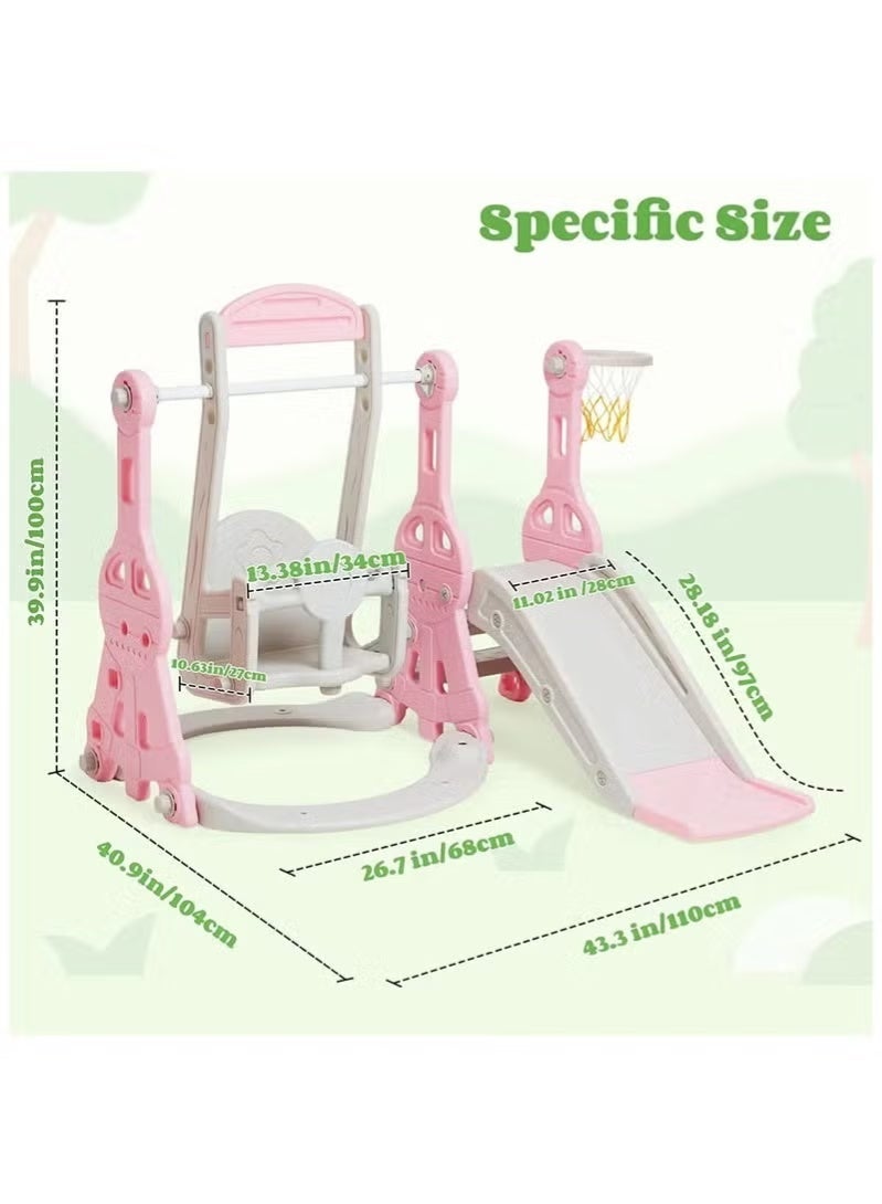 فول جوي مجموعة ملعب داخلي وخارجي للأطفال الصغار، مجموعة زحليقة وأرجوحة 4 في 1 للأطفال، مجموعة لعب زحليقة وأرجوحة مستقلة للأطفال مع طوق كرة سلة - Image 4