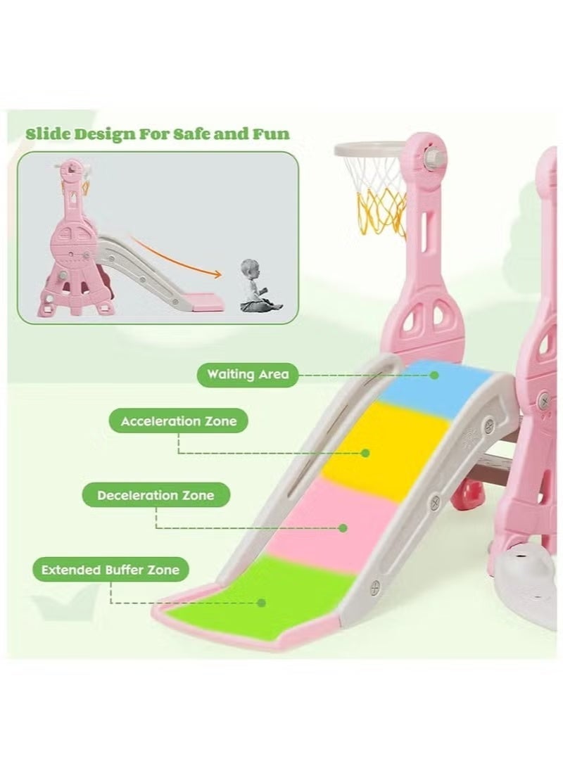 فول جوي مجموعة ملعب داخلي وخارجي للأطفال الصغار، مجموعة زحليقة وأرجوحة 4 في 1 للأطفال، مجموعة لعب زحليقة وأرجوحة مستقلة للأطفال مع طوق كرة سلة - Image 5