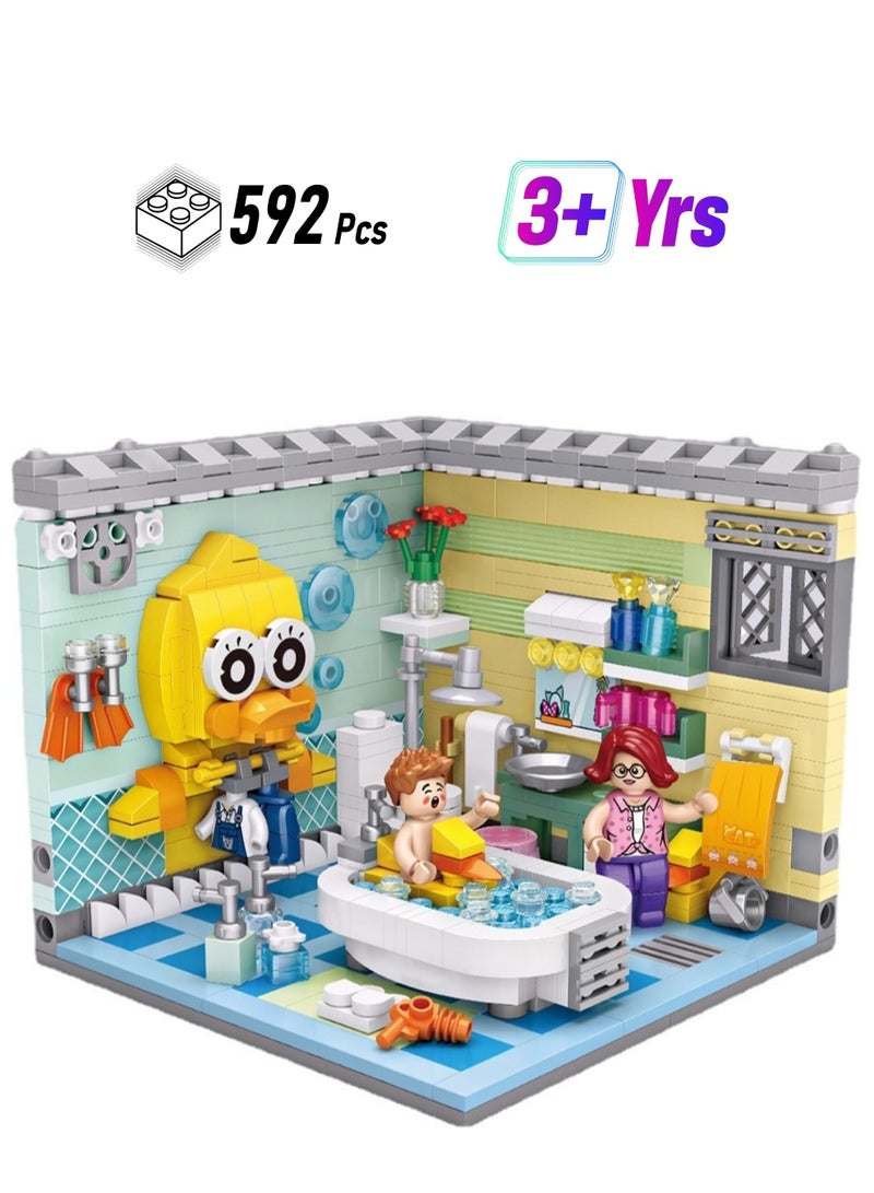 592pcs Bathroom Model Set Building Blocks Creative Diy Simulation Collection Building Assembling Toys Children Gift Home Decorations - Image 1