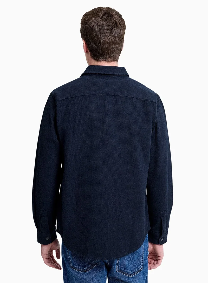 فرنش كونكشن قميص بأكمام طويلة من قماش ماتي