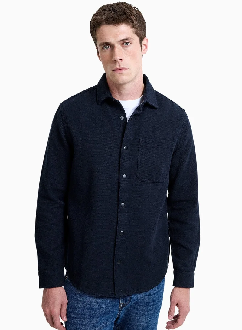 فرنش كونكشن قميص بأكمام طويلة من قماش ماتي