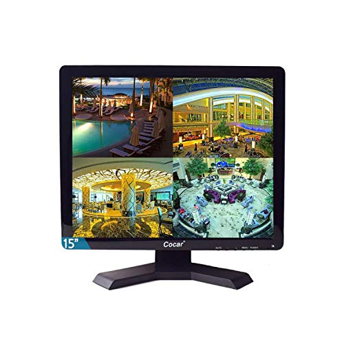 Cocar 15" CCTV BNC Monitor VGA HDMI AV, 4:3 HD Display LCD Security Screen with USB Drive Player for Surveillance Camera STB PC 1024x768 Resolution Built-in Speaker Audio in/Out - Image 1
