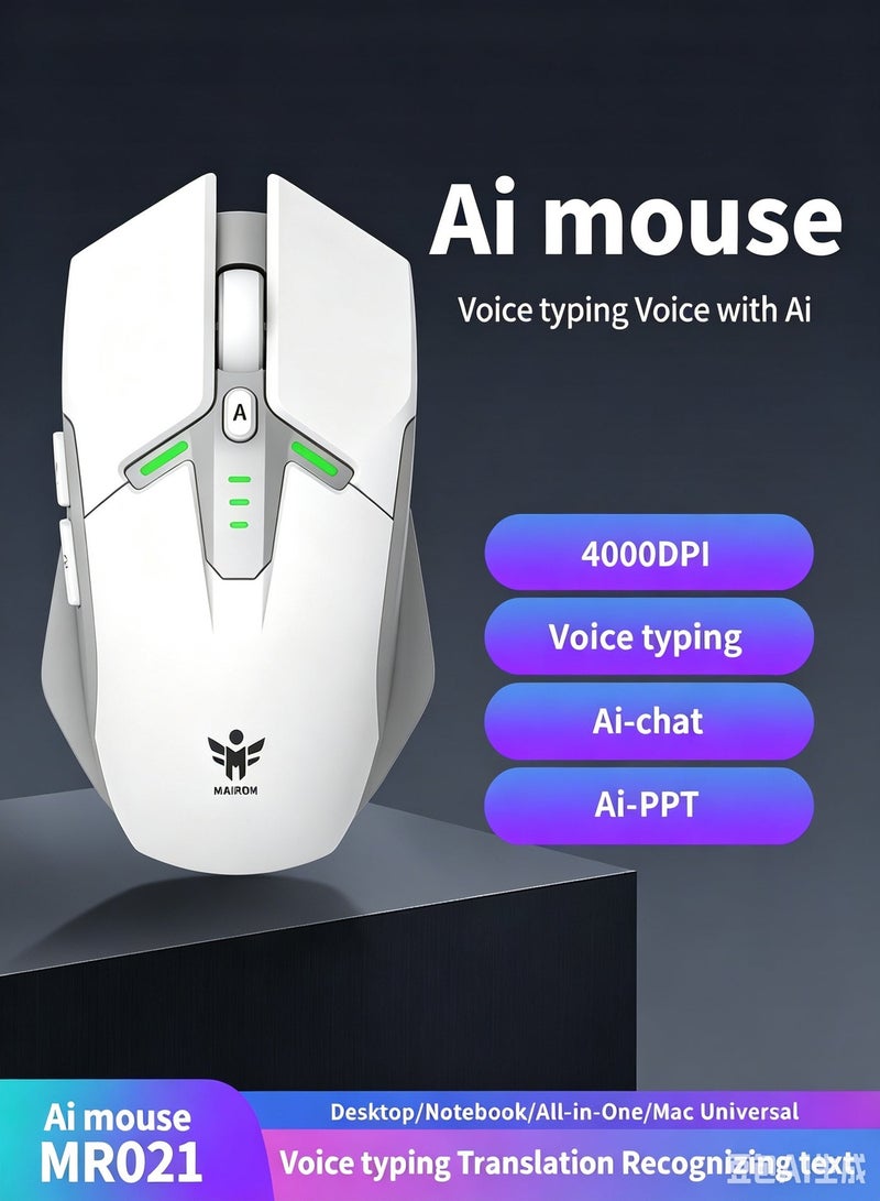 Luttec Smart AI Wireless Gaming Mouse, 4000 Adjustable DPI, Voice Typing Translation, AI Chat, One-Click AI PPT Generation, Universal for Laptop Desktop Mac All-in-One PC - Image 2