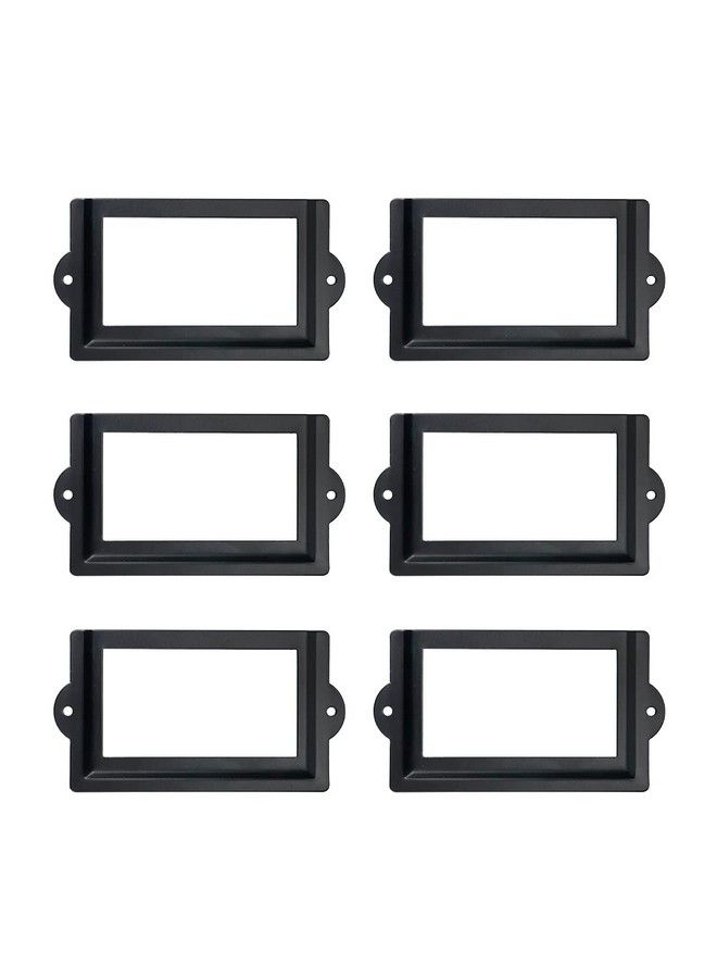 Antrader 6 Pcs 3.3" X 1.8" Office Label Holder Metal Label Frame Matte Black With Screws - Image 1