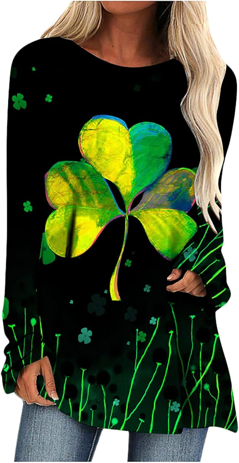 cheekyglo St Patricks Day Sweatshirts for Women Loose Long Sleeve Shirts Shamrock Print Blouse Saint Patricks Day Pullover Tops - Image 1
