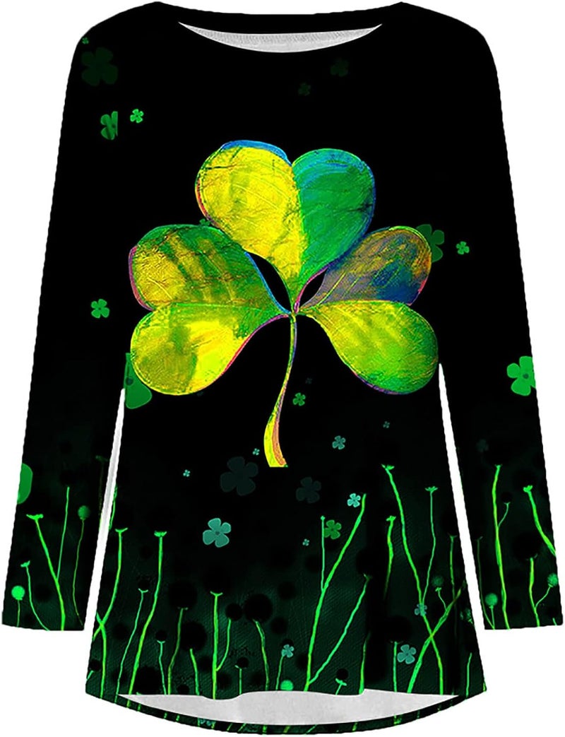 cheekyglo St Patricks Day Sweatshirts for Women Loose Long Sleeve Shirts Shamrock Print Blouse Saint Patricks Day Pullover Tops - Image 4