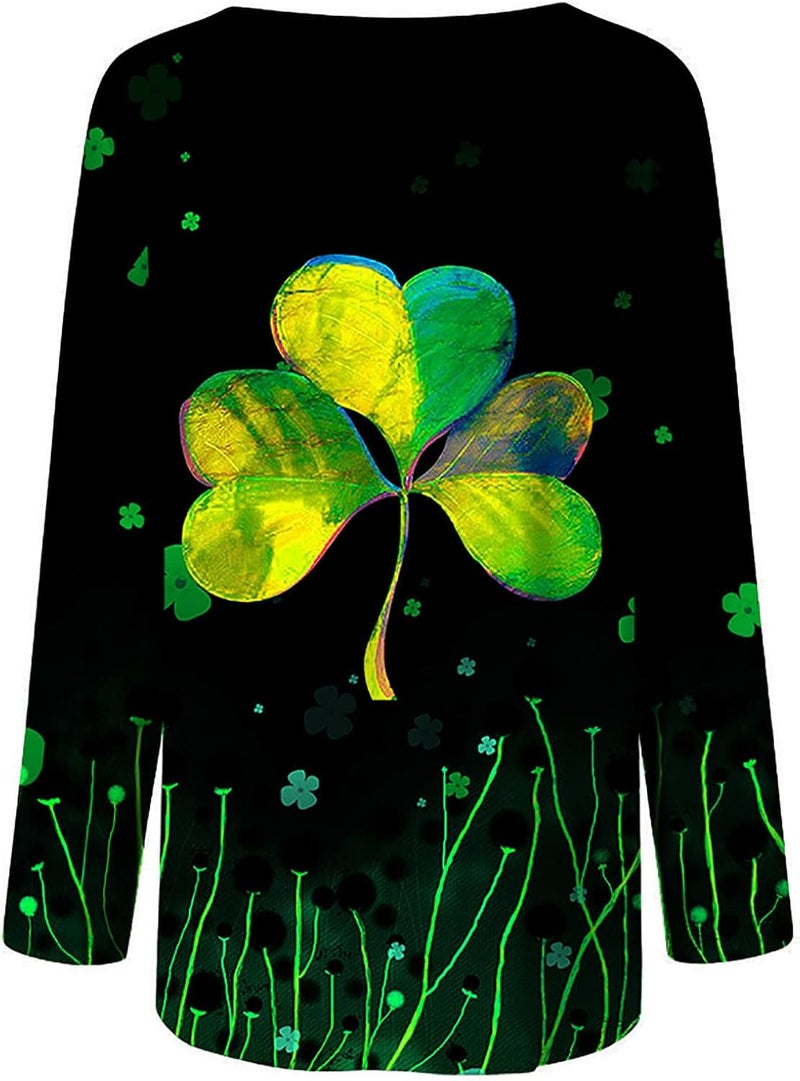 cheekyglo St Patricks Day Sweatshirts for Women Loose Long Sleeve Shirts Shamrock Print Blouse Saint Patricks Day Pullover Tops - Image 5