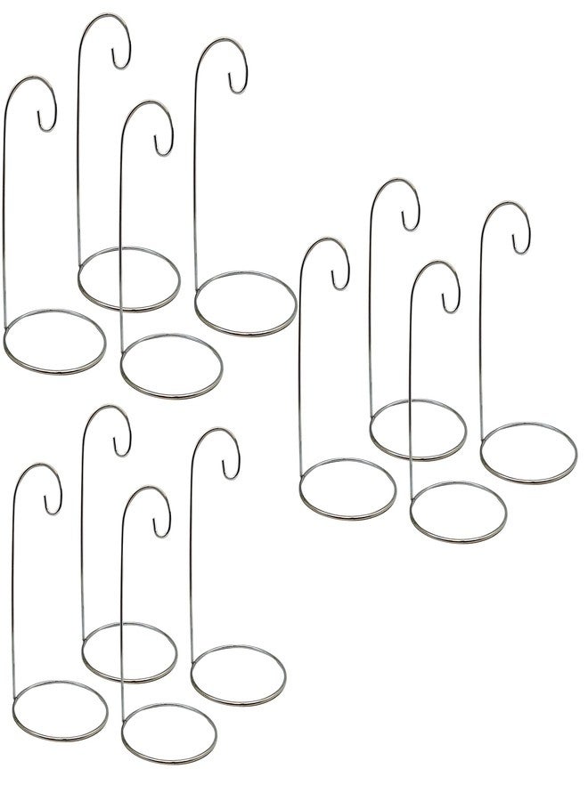 BANBERRY DESIGNS Christmas Ornament Stands - Set of 12 Silver Hanging Holders - Chrome Finished Metal - Terrarium Hangers - Christmas Ornament Displayers - Crafting - 9" H - Image 1