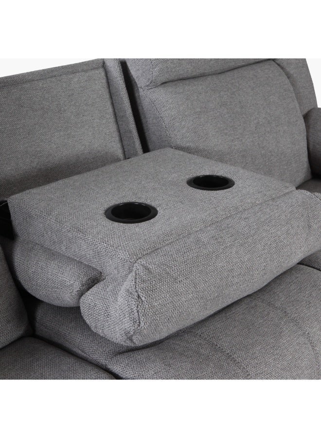Home Box Hilton 3-Seater Fabric Recliner With 2-Cupholder Dropdown Table And Usb Port 210 X 99 X 94 Cm - Image 2
